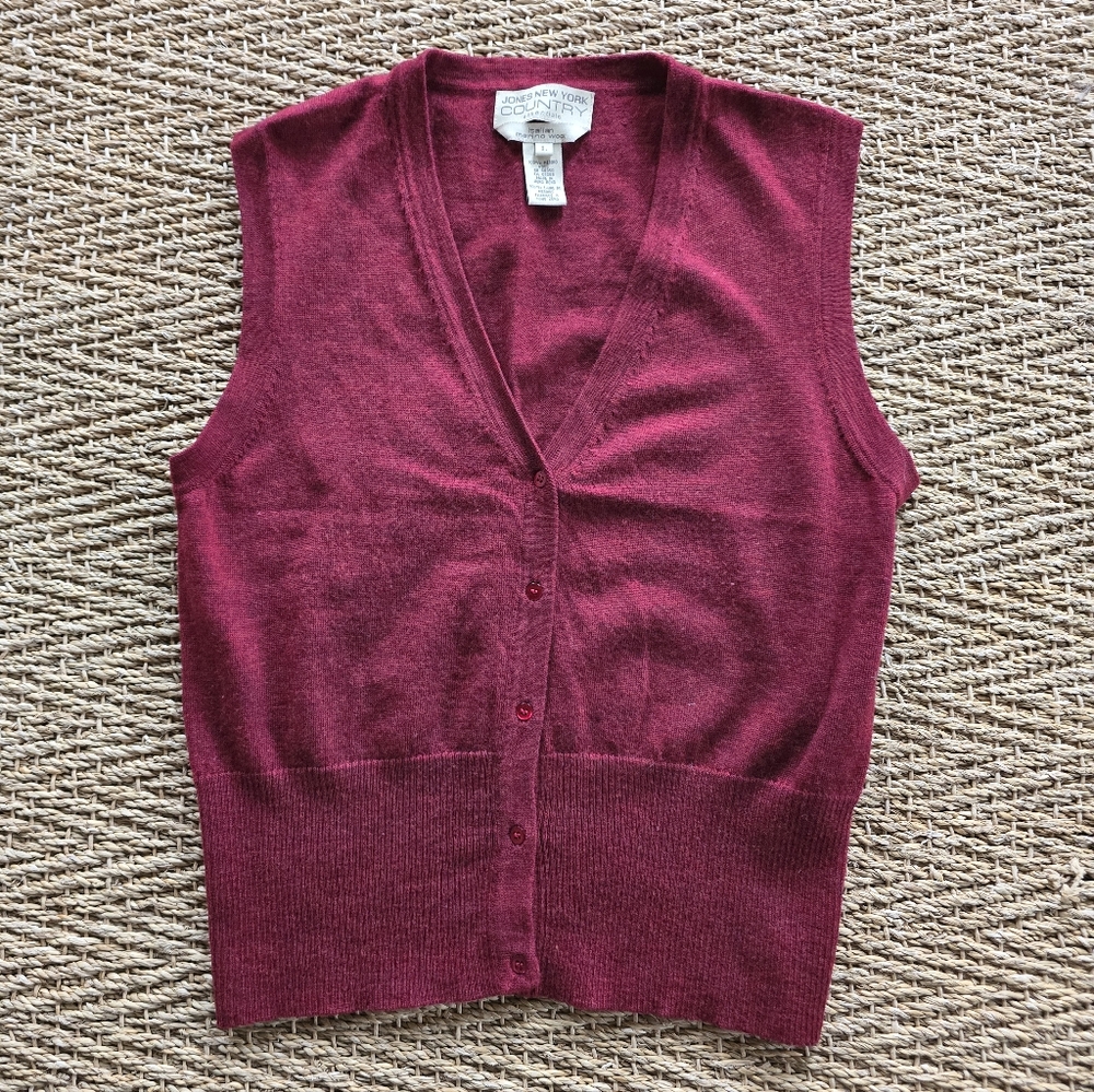 Jones New York Merino Wool Top in Deep Red